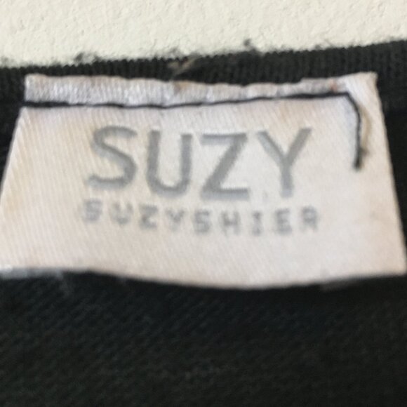 Made in Canada Black Open Waterfall Cardigan With Ruffle Collar Rosette Tank - Picture 10 of 16